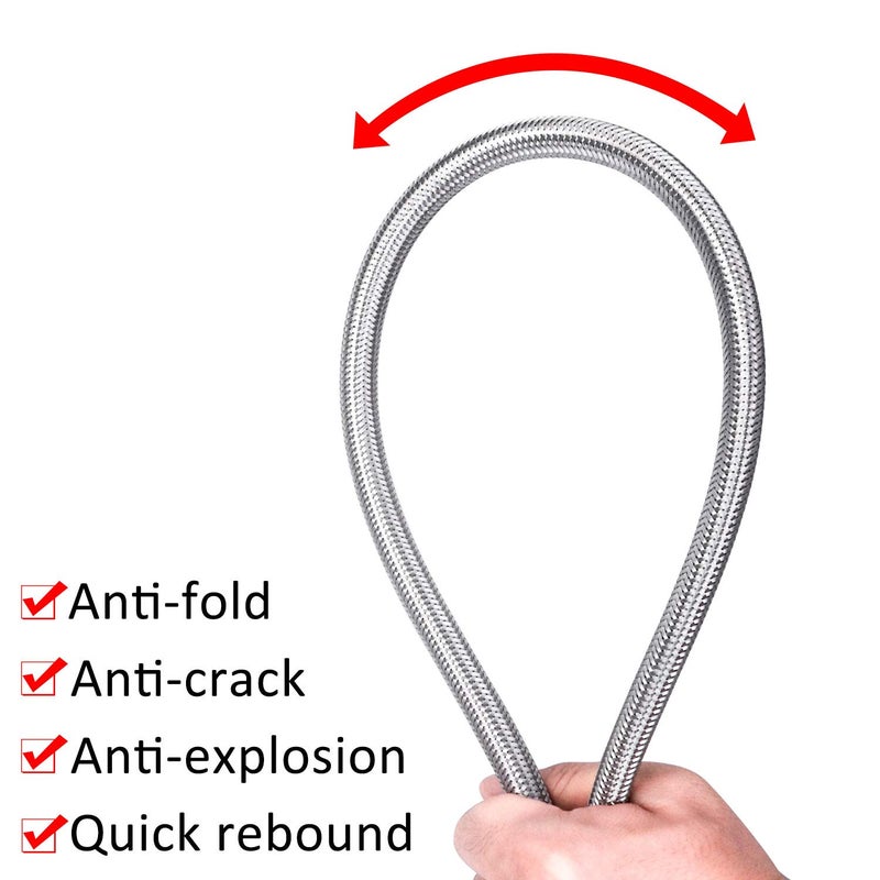 Vataler Faucet Line Connector Braided 304 Stainless Steel Supply Hose 1/2" I.P. Female Thread to 1/2" I.P. Female Straight Thread Faucet Hose Replacement (One Pair) - Image 5